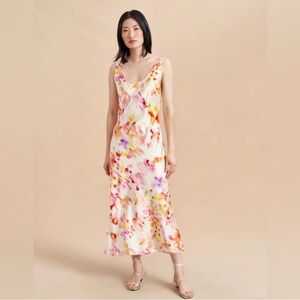 La Ligne Pink and Orange Ruffled Tiered Maxi Dress
